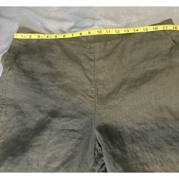 J. Jill Love Linen Olive GREEN Pull On Ankle Pants Women’s Elastic Waist Sz L - Picture 6 of 10